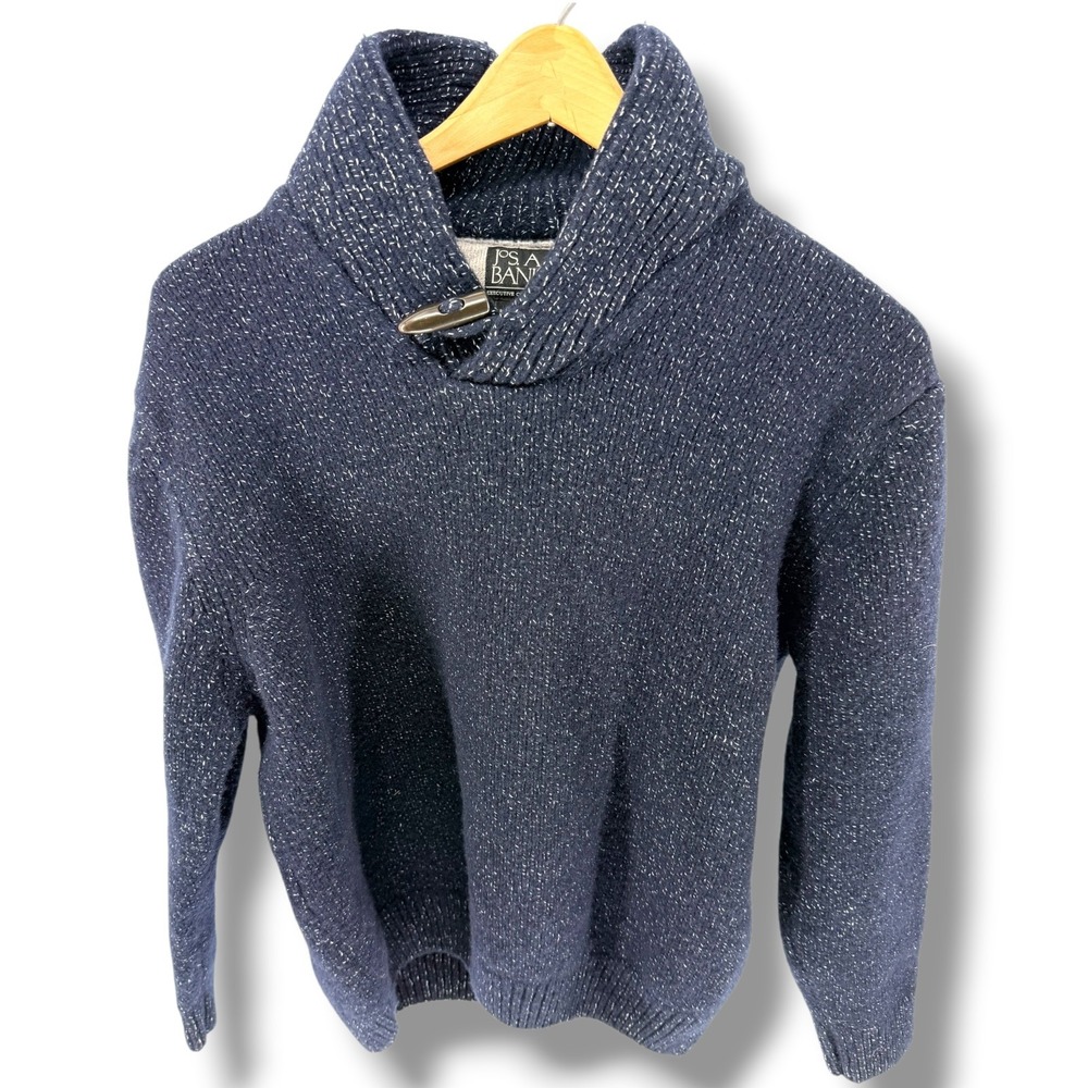 Jos. A. Bank Executive Collection Lambswool Shawl Collar Toggle Sweater Navy L